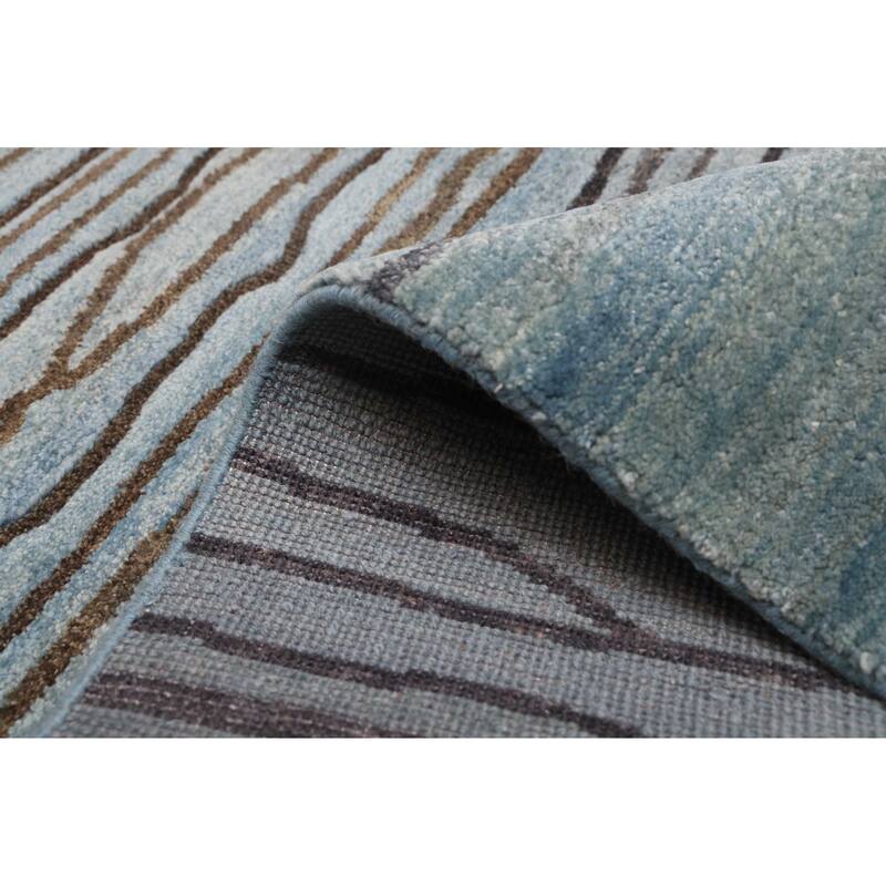 ECARPETGALLERY Hand-knotted Peshawar Ziegler Light Blue Wool Rug - 5'1 x 7'1