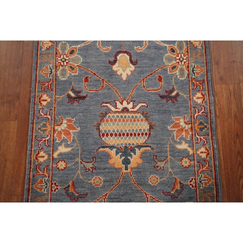 Kazak Oriental Runner Rug Handmade Traditional Blue Wool Carpet - 2'3" x 5'9"