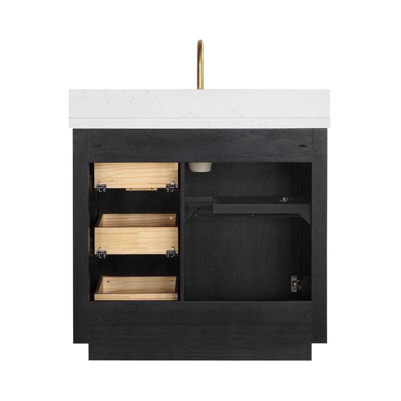 Cadiz Bath Vanity with Composite Stone Top and Mirror