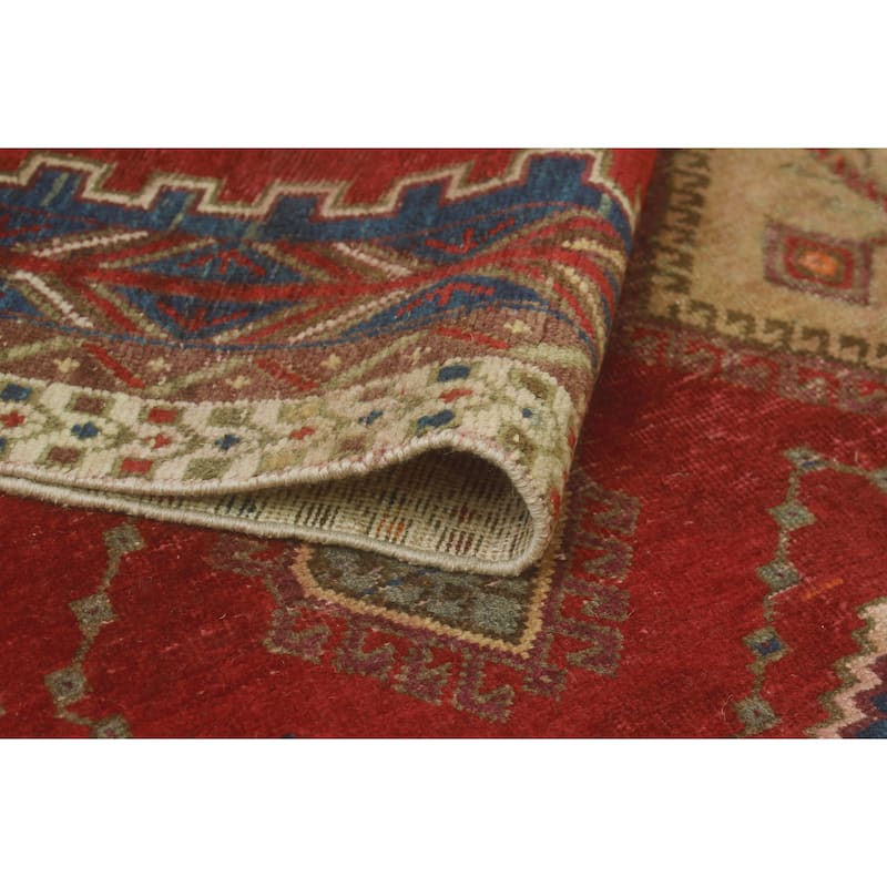 Vintage Distressed Awad Red/Blue Rug - 4'10" x 6'5"