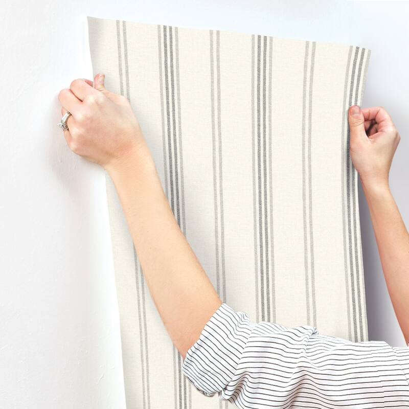 Chesapeake Lovage Charcoal Linen Stripe Wallpaper