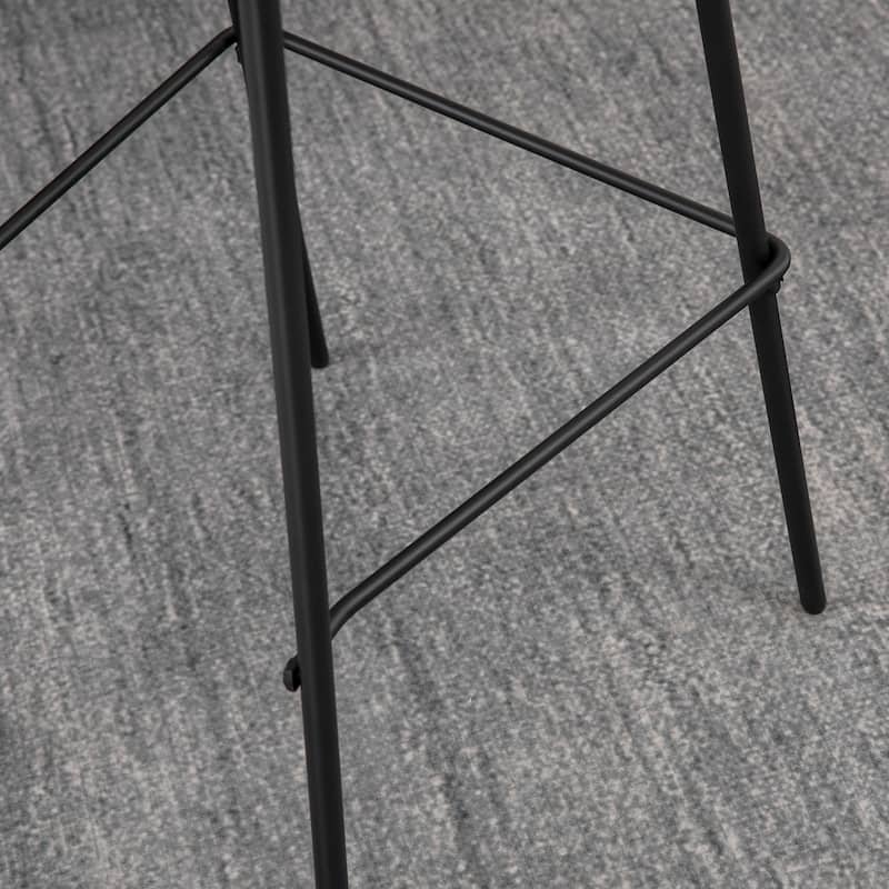 HOMCOM 29.5" Seat Height Bar Stools Set of 2, Upholstered Bar Chairs, Armless Barstools with Back, Steel Legs