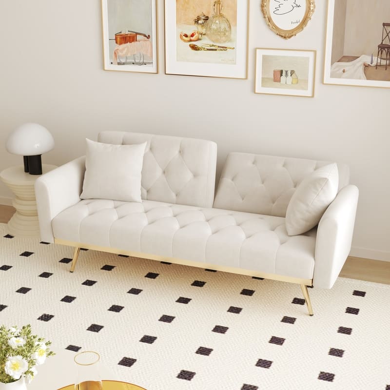 68.30" Velvet double sofa bed in five stylish colors