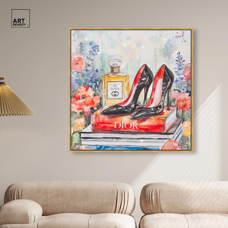 Lovely Garden Books and Heels Canvas by Art Remedy