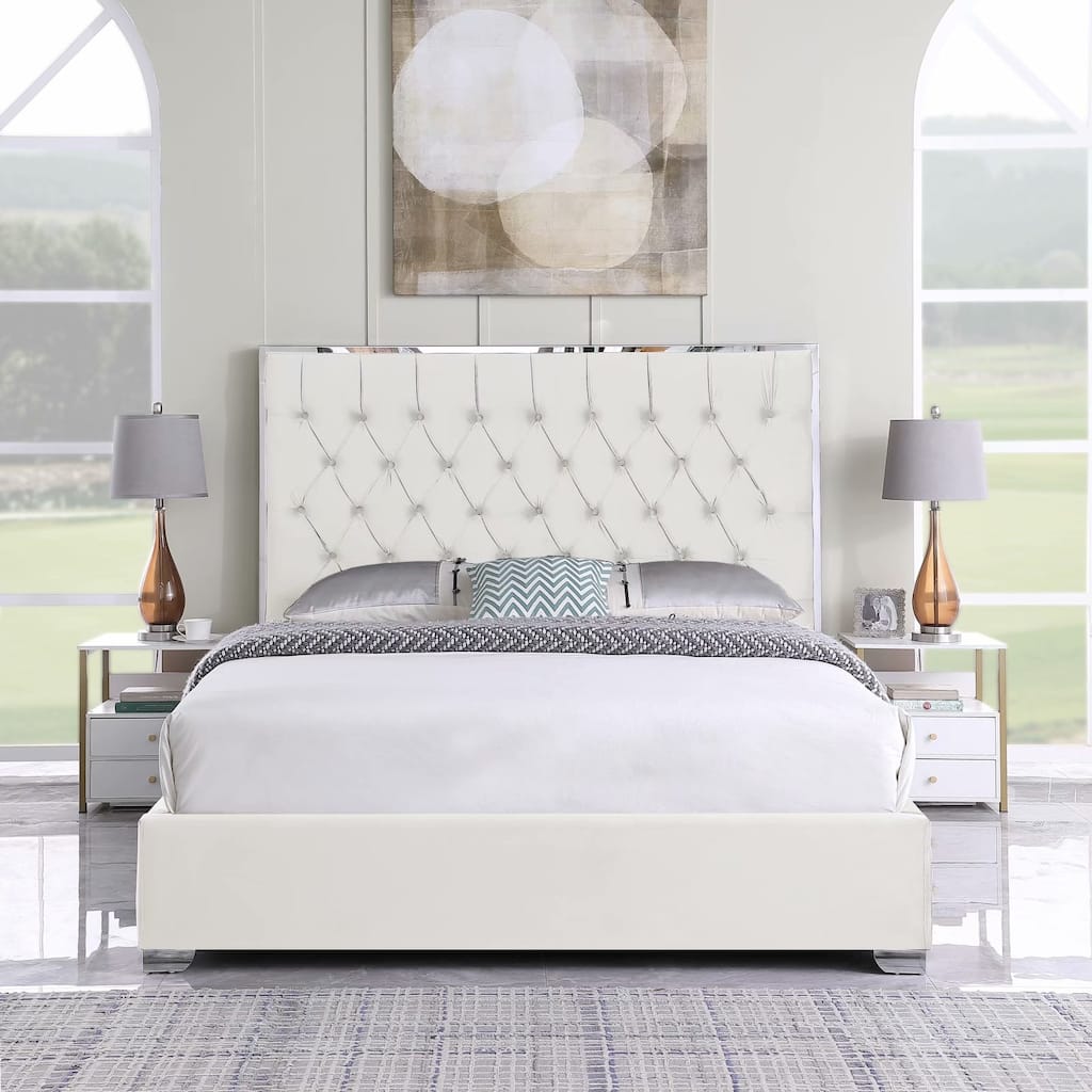Morden Fort Tufted Upholstered Low Profile King Platform Bed