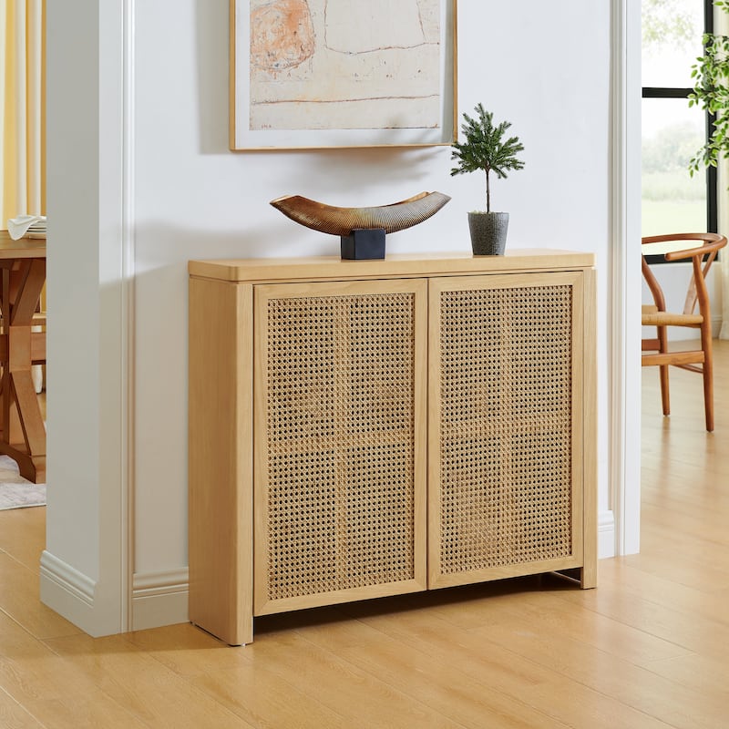 Mid Century Modern Rattan Sideboard Buffet Cabinet