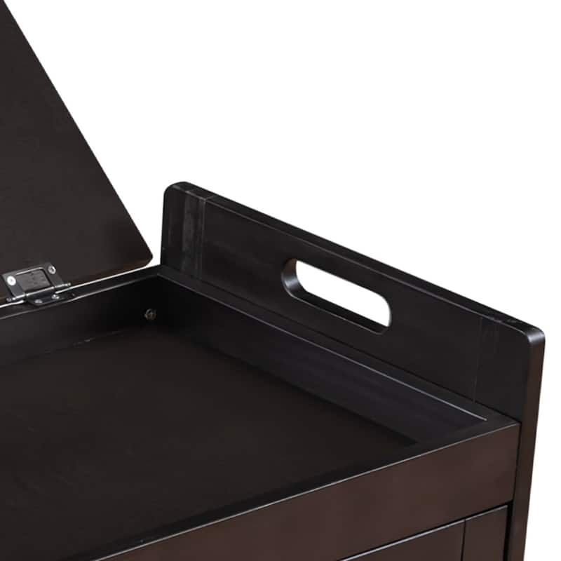 Classic Modern Storage Bench with Two Cabinets and Flip-Top Storage