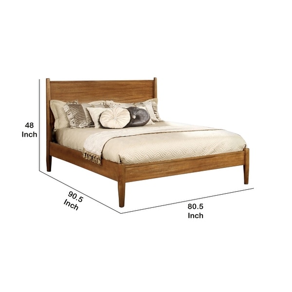 Wooden California King Size Bed with Panel Headboard Gray Bed