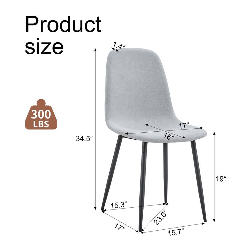 Comfortable Linen-Cotton Dining Chair Set - Six Pieces in Light Gray.Integrated Seat and Backrest,Linen-Cotton Material,