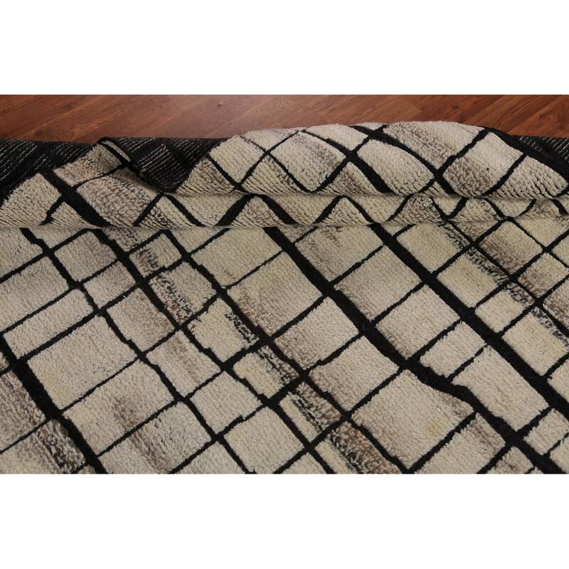 All-Over Moroccan Modern Area Rug Handmade Wool Carpet - 5'3" x 8'3"