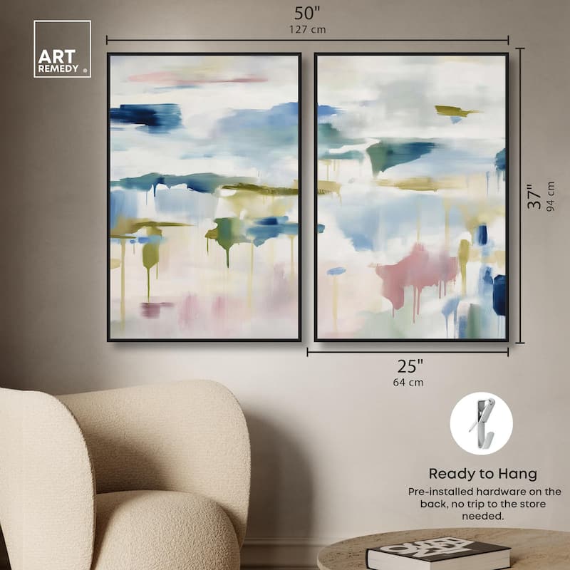Veil of Azure I Canvas Set of 2 by Art Remedy