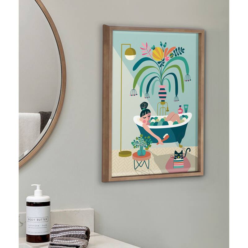 Kate and Laurel Blake Time to Relax Framed Printed Glass by Rachel Lee