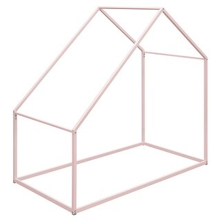 Metal Twin House Bed with Roof - Cozy & Fun for Kids
