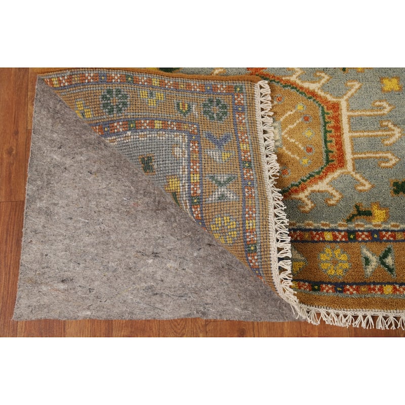 Hand Knotted Oriental 100% Wool Carpet Transitional Geometric Greys & Charcoal Khotan Area Rug - 4' 11'' X 3' 0''