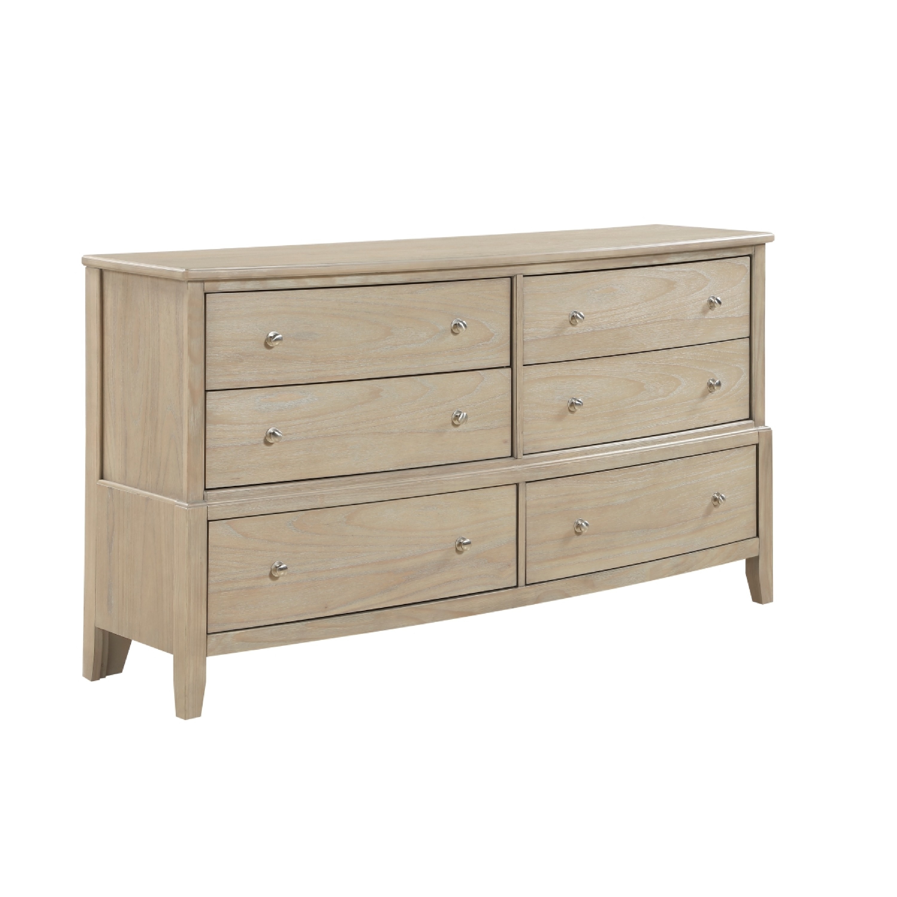 Hadly Wide Dresser, 6 Drawers with Satin Nickel Knobs, Beige