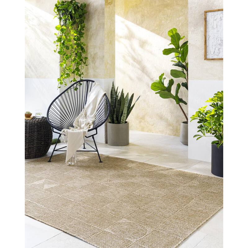 Livabliss Sandra Modern & Contemporary Outdoor Area Rug - Brown - 5'3" x 7'