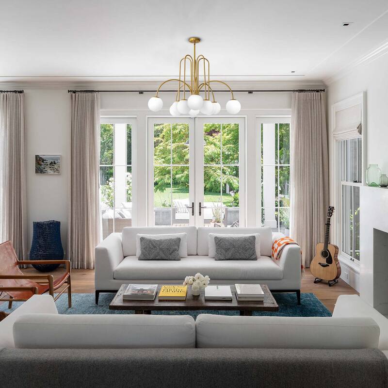 Modern Sputnik Glass Bubble Chandelier in Gold for Dining Room