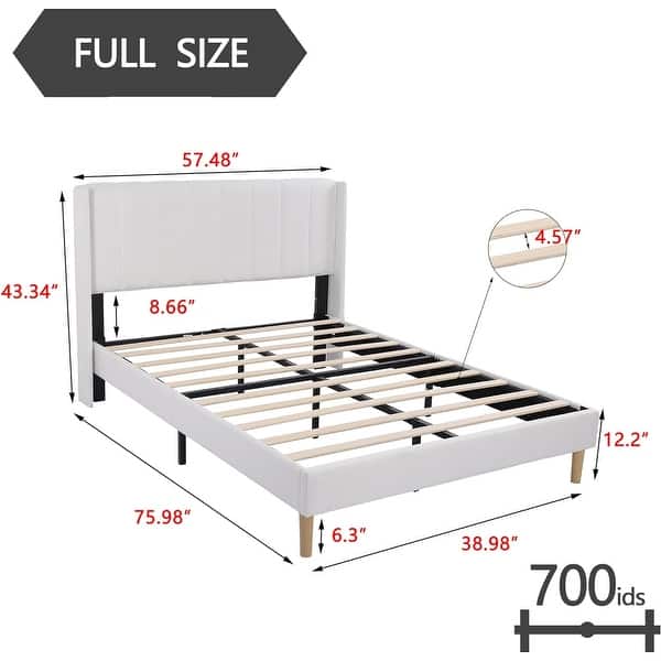 dimension image slide 31 of 34, Alazyhome Upholstered Platform Bed Frame