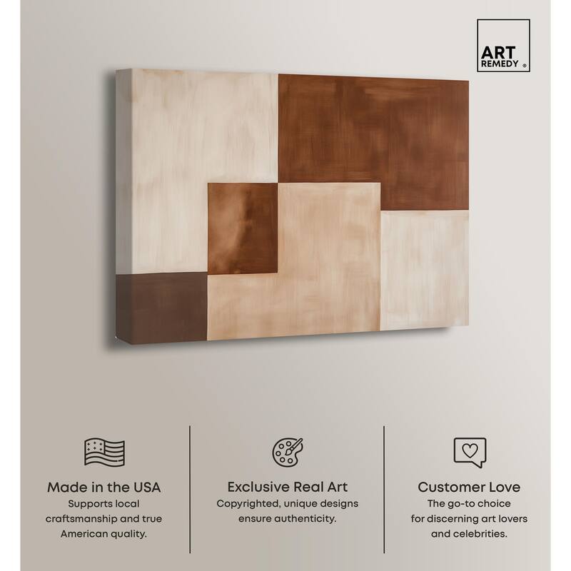 Cream and Brown Panels III Canvas by Art Remedy, Gallery Wrapped