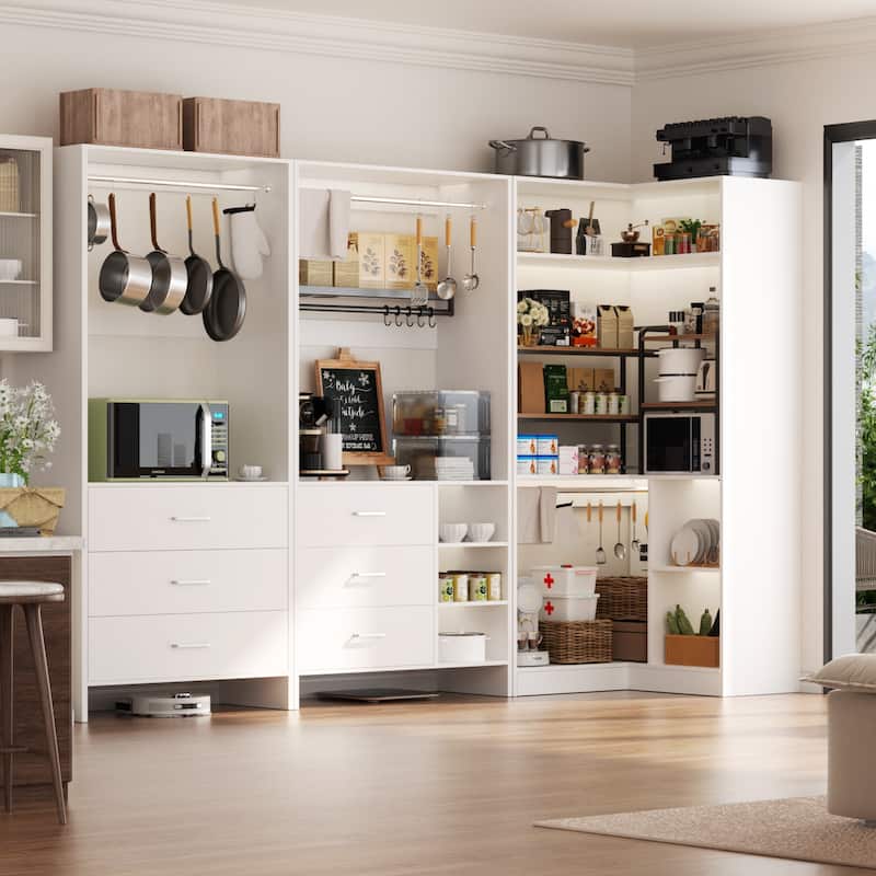 Cimly Set of 3 Freestanding Corner Closet System, Space-saving Closet Organizer for Walk-in/ Reach-in Closet
