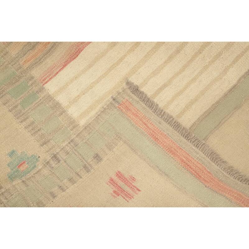 Hand Woven Oriental 100% Wool Carpet Southwestern Tribal Multi-Colored Kilim Area Rug - 9' 7'' X 7' 2''
