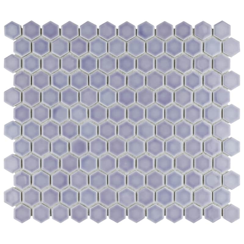 Merola Tile Hudson 1" Hex Lavender 11-7/8" x 13-1/4" Porcelain Mosaic Floor and Wall Tile