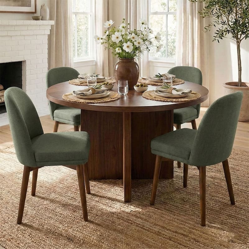 Modern Parsons Dining Chairs with Solid Wood Legs