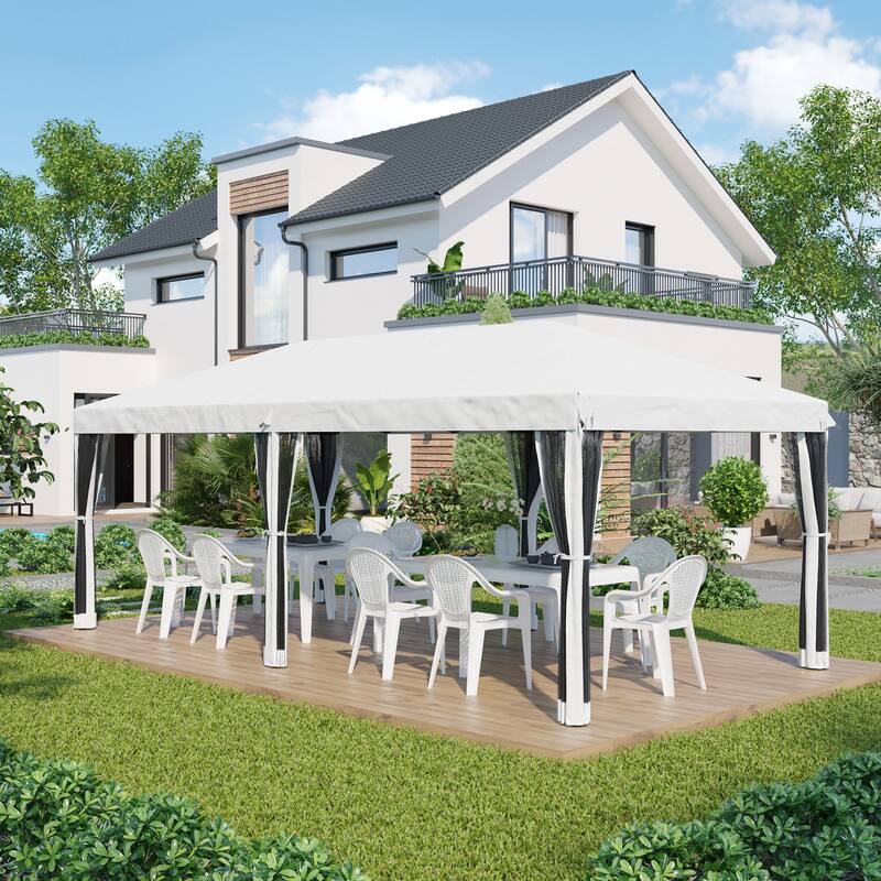 10' x 20' Pop Up Canopy Tent with Netting, Heavy Duty Instant Sun Shelter for Outdoor, Garden, Patio