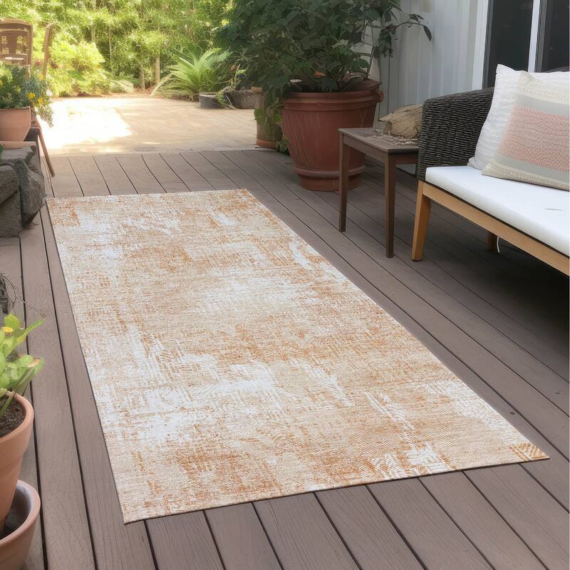 Machine Washable Indoor/ Outdoor Chantille Boho Abstract Rug