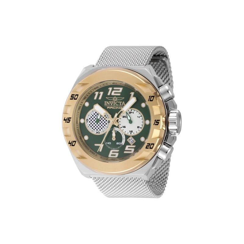 Invicta Men's 47205 Invicta Racing Quartz Chronograph White, Gold, Green, Ivory Dial Watch - Green