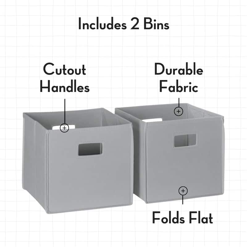 RiverRidge Kids 2pc Fabric Collapsible Storage Cube Organizers with Handles for Playroom Organization