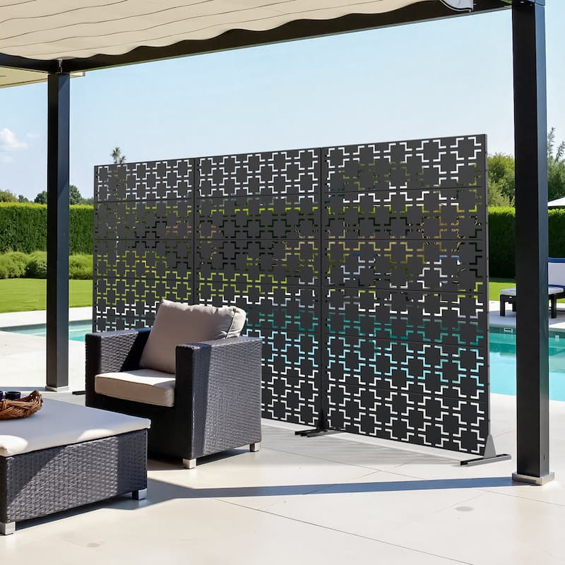 Dovelina 6ft.Outdoor Freestanding Metal Privacy Screen Decorative Garden Fence - 72"x94"