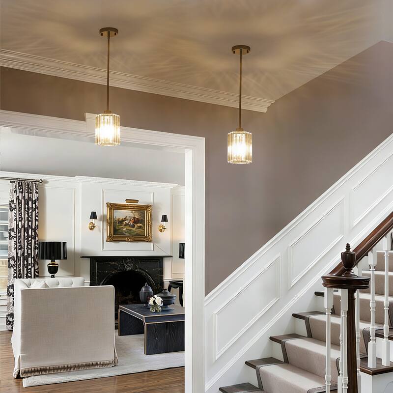 1-Light Crystal Pendant Lighting Fixtures for Sloped Ceiling