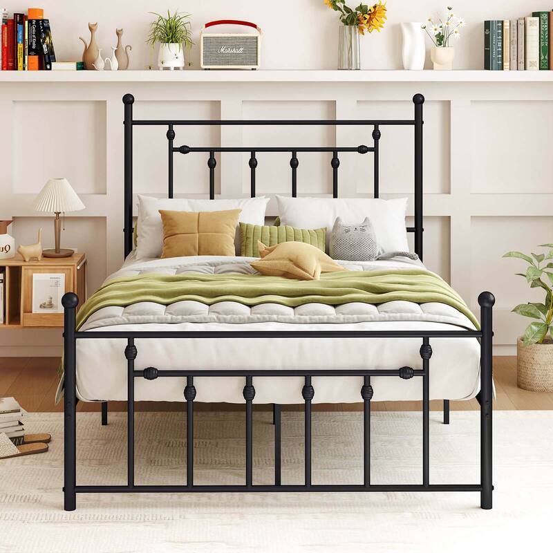Costway Twin/Full/Queen Size Metal Bed Frame with Headboard Under-bed