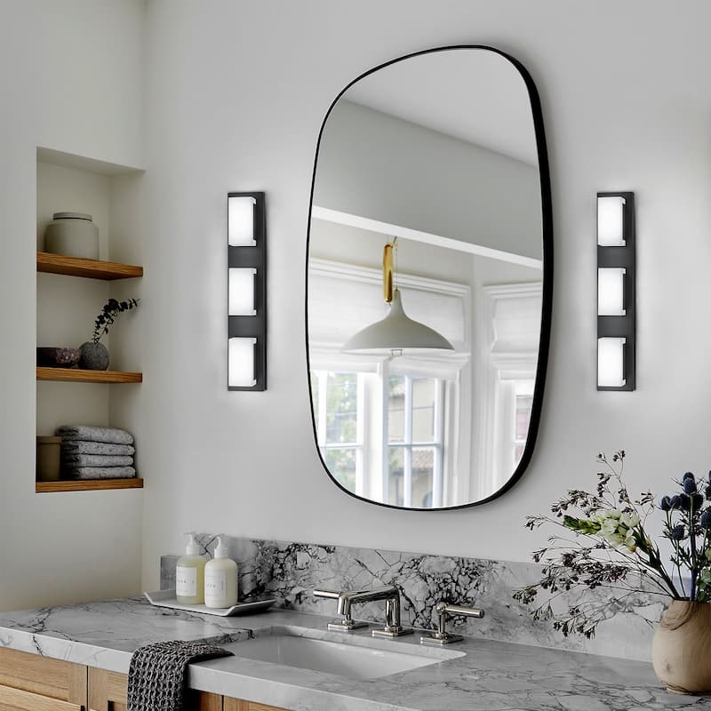 Modern 3/4/5-Light Black Integrated LED Bathroom Vanity Light Dimmable Wall Sconce for 350°Rotatable