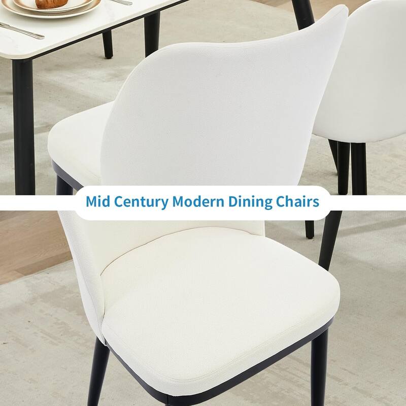 Upholstered Fabric Dining Room Side Chairs, Chair for Dining Room with Padded Seat and Wood Legs(Set of 2)