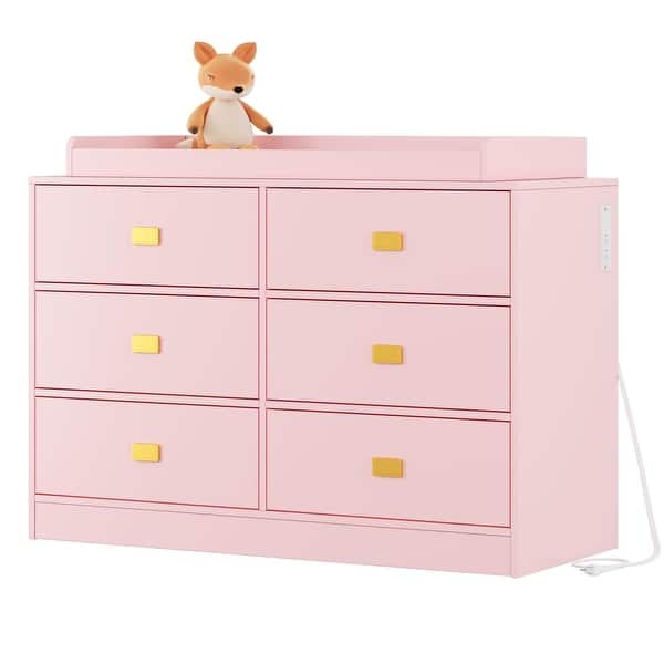 pink changing table dresser Dresser for Bedroom with 6 Drawers - Bed Bath & Beyond