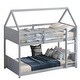 preview thumbnail 14 of 50, Low Height House Bunk Bed with Headboards,Guardrails,Ladder,Twin Over Twin Kids Bed