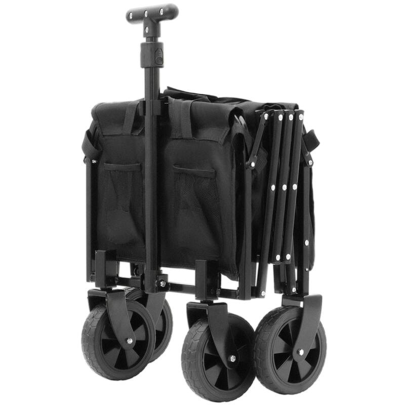 Anmytek Heavy Duty Folding Utility Wagon All Terrain Garden Beach Camping Grocery Cart Red Black