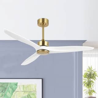 Modern 52" Solid Wood 3-Blade Propeller Ceiling Fan with Remote Control