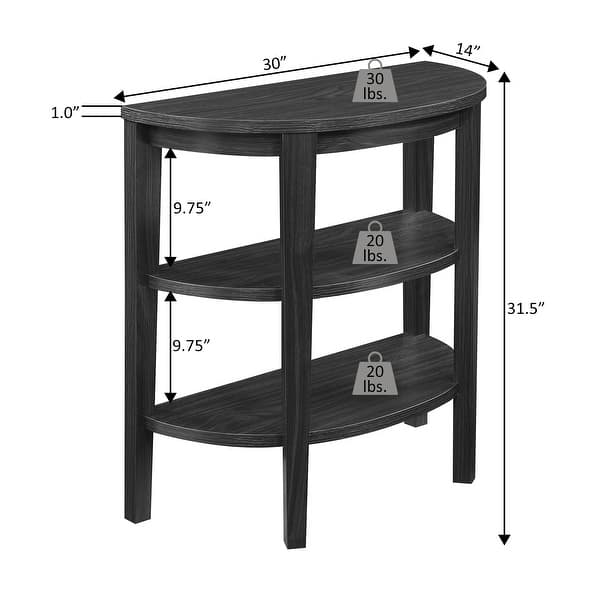 Convenience Concepts Newport Half-Circle Console Table with Shelves