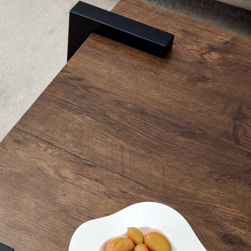 31.5" MDF Modern Coffee Table with Dark Wood Grain and Minimalist Design