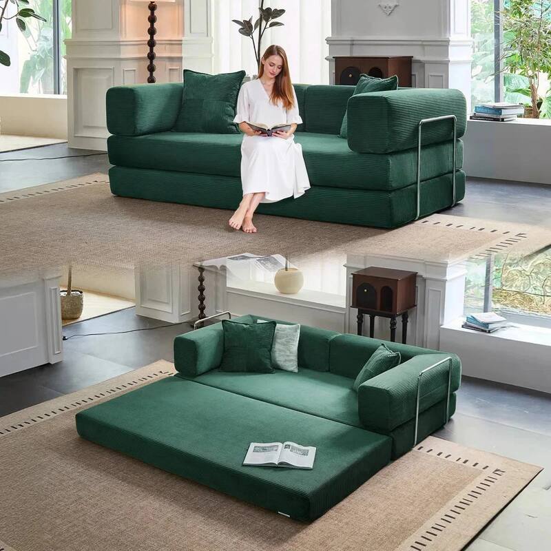 78.8"Convertible Sleeper Sofa Bed With Pillow Compression Sofa Comfy Futon Couch Lounge Sleeper Bed