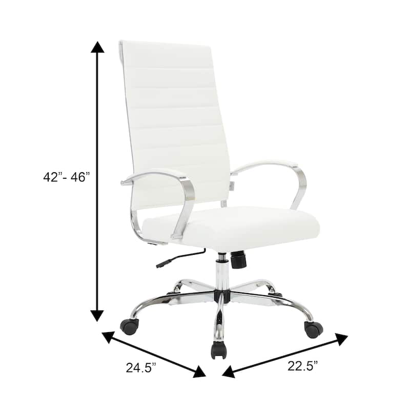 Benmar High Back Leather Swivel Executive Office Desk Chair with Chrome Frame, Adjustable Height, & Tilt Lock