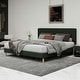 preview thumbnail 79 of 91, Caxkun Upholstered Platform Bed Frame with Wingback headboard Black - King