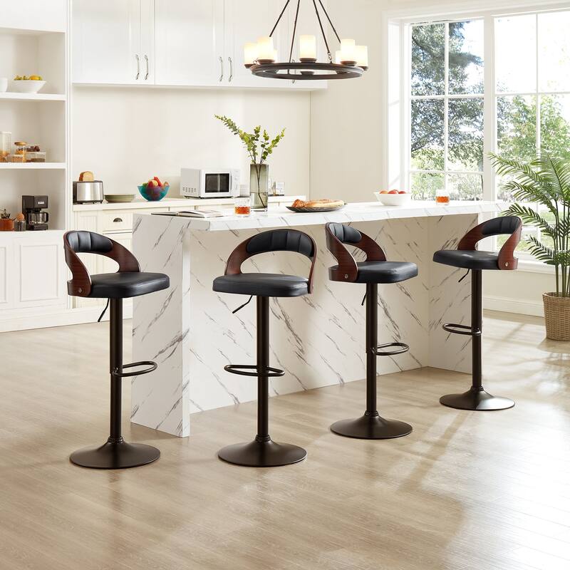 Javlergo Bar Stools Set of 2, Modern Adjustable Swivel Kitchen Bar Chair with Footrest