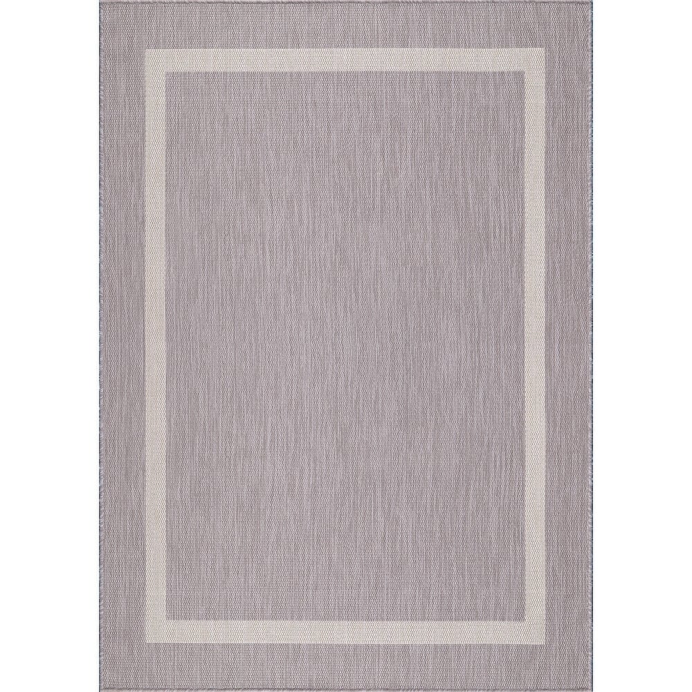 Beverly Rug Modern Bordered Indoor Outdoor Rug, Outside Carpet for Patio, Deck, Porch