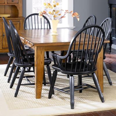 Treasures Rustic Oak and Black 7-piece Dining Set