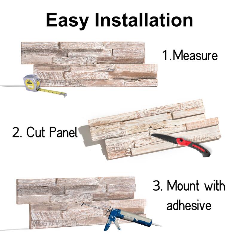 Wall!Supply 0.79 in. x 7.09 in. x 19.49 in. UltraWood Teak White Wash Jointless Z-shape Interlocking (10-Pack)