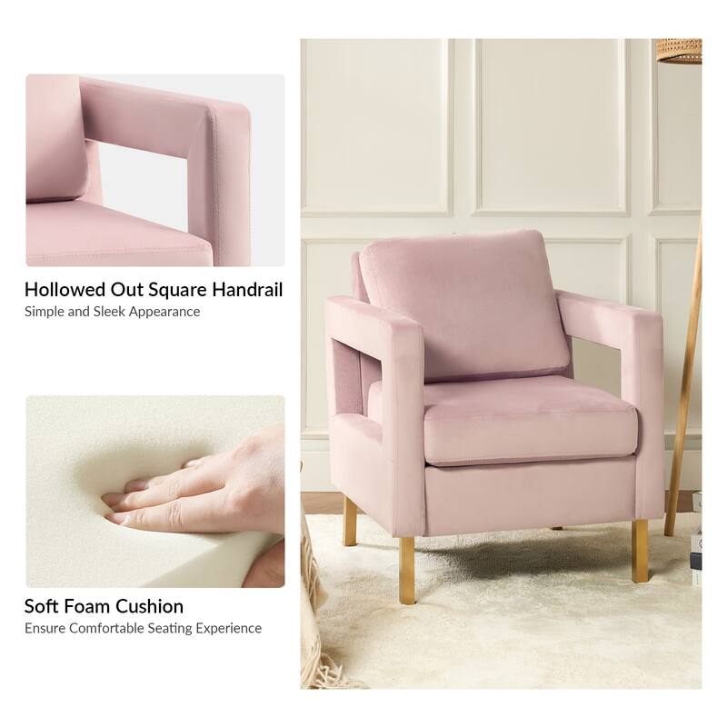 Valentina Comfy Accent Armchair with Golden Metal Legs and Removable Cushions by HULALA HOME